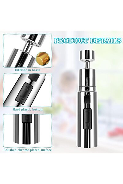 EXCEFORE Kitchen Tap Spray Head, 360° Swivel Spout FM22M24, Faucet Extender for Kitchen Sink