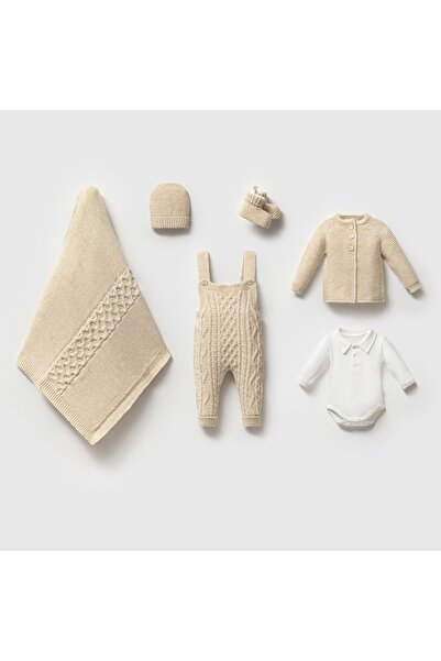 Nipperland Nipperlan Baby Girl and Boy Knitwear Lamb Wool Hospital Discharge 0-3 Months Knitwear Set Cardigan Salopet Set