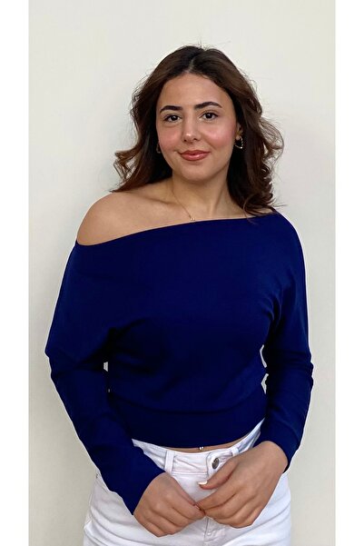 Modelmaster Women's One Shoulder Asymmetric Neckline Long Sleeve Blouse