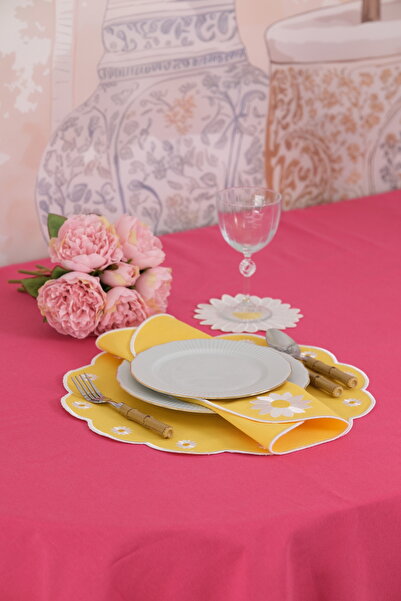 Leoinart طقم مائدة أمريكي من 3 قطع باللون الأصفر الأزهار