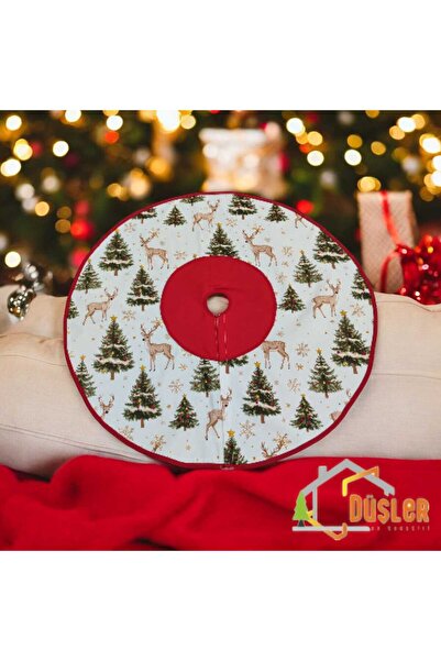 DÜŞLER EV TEKSTİLİ Covor de Crăciun cu brad și căprior, fustă de brad de Anul Nou și șase huse lavabile