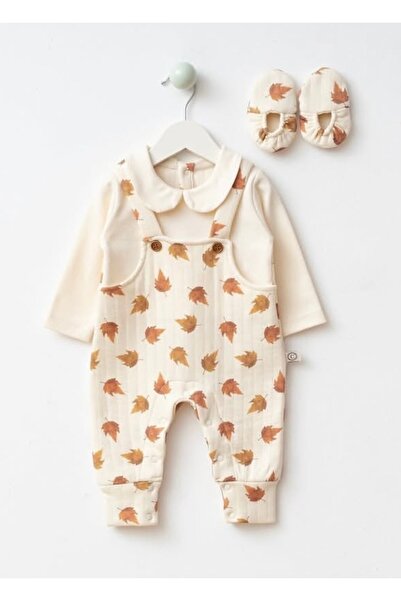 İlay Bebek Yaprak Desenli Kapitone Patikli Tulum