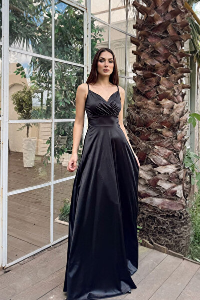 Sindimoda Bilica İp Askılı Saten Abiye 45422