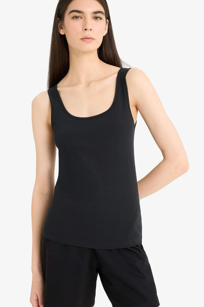 DeFacto R9041Azbk81 Black Regular Fit Cotton Undershirt