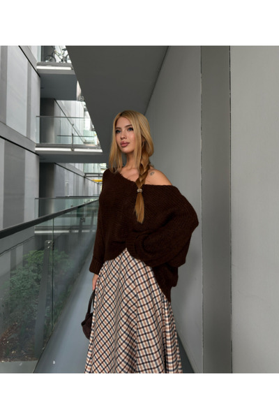 My Blog Brown Boat Neck - 4338