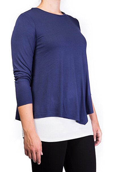 Mama basics Double Layer Maternity & Nursing Top - Medium, Navy Cream