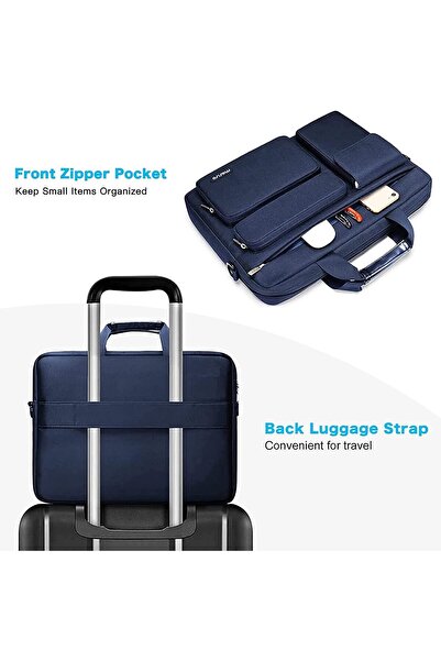 Mosiso Laptop Shoulder Bag 15.6 inch, Navy Blue