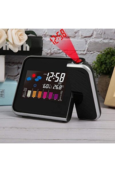 PROCART Desk clock, adjustable LED projector, LCD screen, alarm, date, indoor weather station