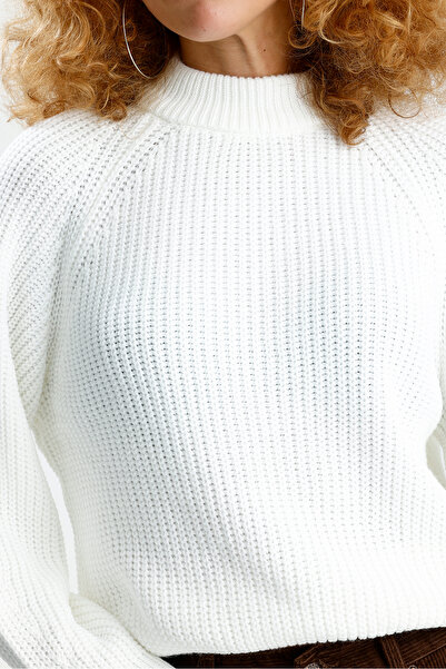 Figo Pulover din tricot cu mâneci raglan cu gât rotund