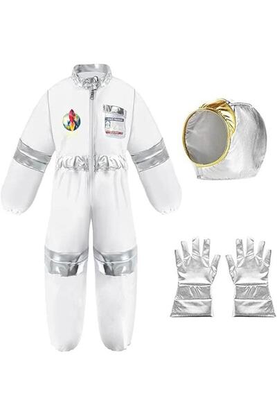 SNAPTRON Children's Astronaut Space Costume – Jumpsuit, Helmet, Gloves, Name ...