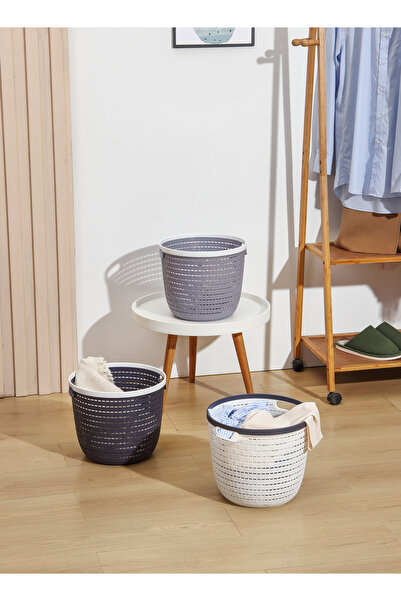 Lawazim Round Storage Basket Set 3pc 31x26.5cm - Multicolor Home Organizer