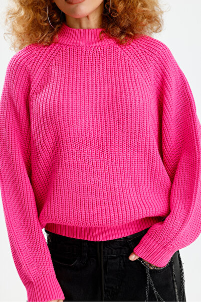 Figo Πλεκτό πουλόβερ με στρογγυλή λαιμόκοψη Raglan με ραβδώσεις