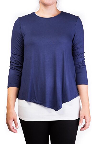 Mama basics Double Layer Maternity & Nursing Top - Medium, Navy Cream
