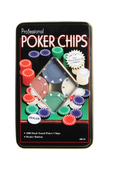 THK Set de poker THcu 100 jetoane de poker în cutie metalică, buton dealer, j...