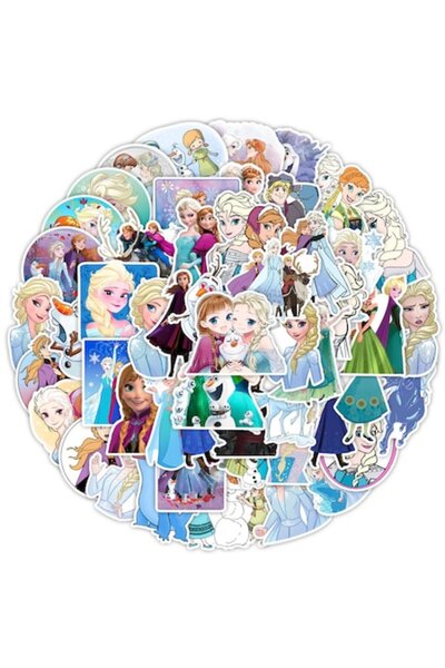 OEM Set de 50 de autocolante decorative, PVC, temă Disney Frozen Princess Elsa, impermeabile, multicolore