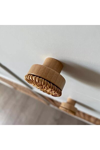NATUREL DEKOR Rattan Wood Round Handle, Cabinet Drawer Handle, Bamboo, Wicker, Nordic, Bohemian, Modern