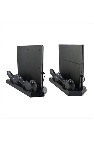 Dobe PS4 Pro & PS4 Slim Dual Charging Dock Vertical Stand USB Hub with Cooling Fan