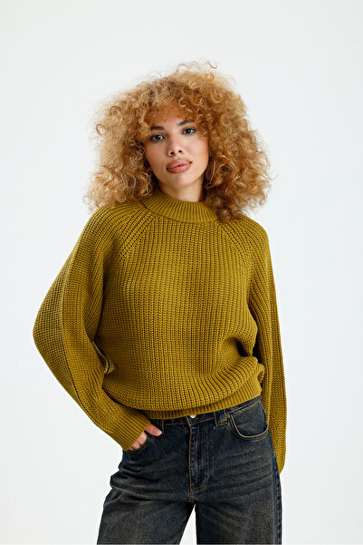 Figo Πλεκτό πουλόβερ με στρογγυλή λαιμόκοψη Raglan με ραβδώσεις