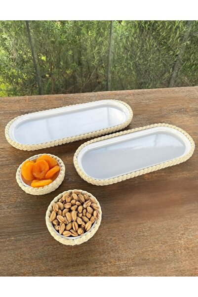 Home Inn Home Textile Service Set of 4 Melamine Wicker Look – White – Stylish...