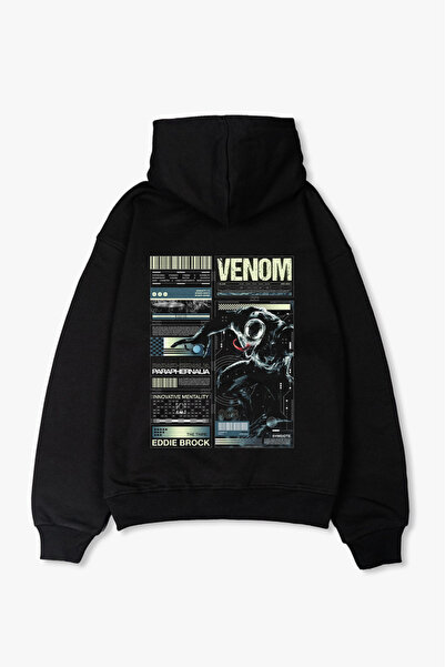 Freak Tshirt Oversized Black Hooded Venom Sweatshirt Unisex – 3 Thread Count Fleece-Lined Thick Fleece