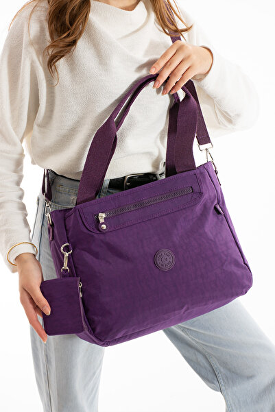 MEGA ÇANTA Women's Shoulder Bag Klinkir Interior and Exterior Textured Quality Workmanship and Three Compartments