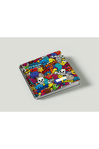 RUNOTE 15x15 Cm Kare 2'li Set Spiralli Çizgili ve Kareli Tarihsiz Not Defteri