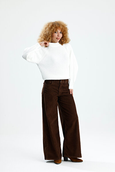 Figo Pulover din tricot cu mâneci raglan cu gât rotund