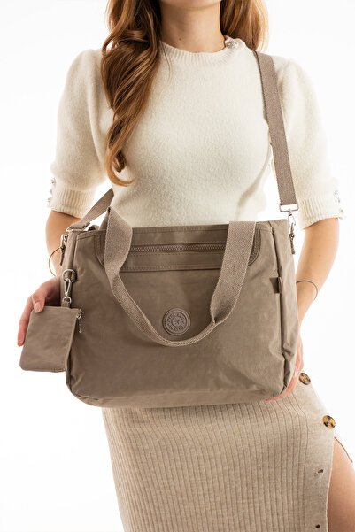 MEGA ÇANTA Women's Shoulder Bag Klinkir Interior and Exterior Textured Quality Workmanship and Three Compartments