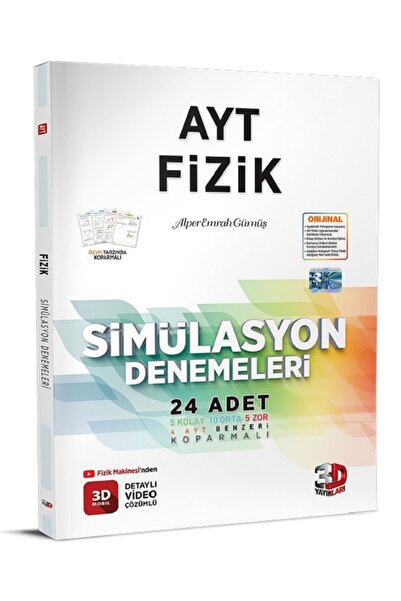 3D Yayınları AYT Fizik Simülasyon Denemeleri 2025 2026 Yeni Baskı Sezon