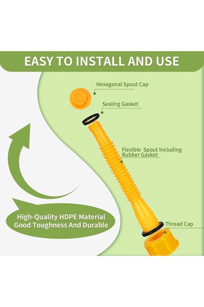 Generic Cyluer Gas Can Spout Replacement, 2-Kit No-Spill Nozzles, Yellow, HDPE