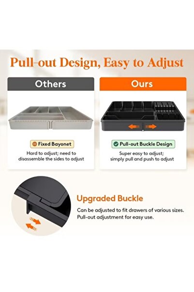 Generic Silverware Drawer Organizer Expandable Utensil Tray for Kitchen Flatware and Cutlery Holder