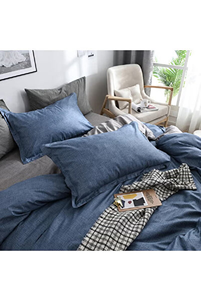 sharpdo 4-Piece Queen Size Luxurious Comforter Set Microfiber Blue 220x240cm