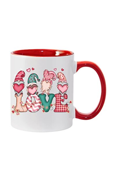 T&M Personalizare Cană personalizată „Gnome, Love” v4 – 330 ml, Roșie