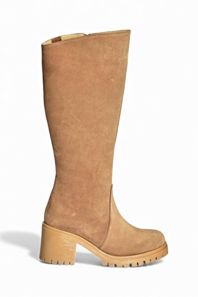 Fox Shoes R654047702 Tan/Brown Genuine Leather Suede Thick Heeled Women's Boots