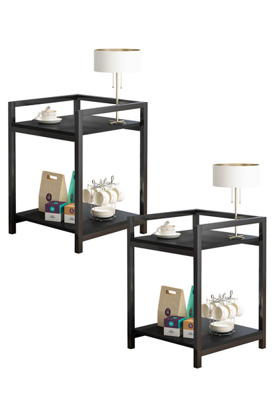 VariFurnx 2pcs Side Tables Double Layer End Table Nightstand Set of 2 Sofa Service Table for Living Room