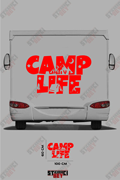 STİCKERCI BEY ملصق مطبوع بنمط خيمة التخييم على شكل عربة متنقلة