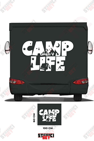 STİCKERCI BEY ملصق مطبوع بنمط خيمة التخييم على شكل عربة متنقلة