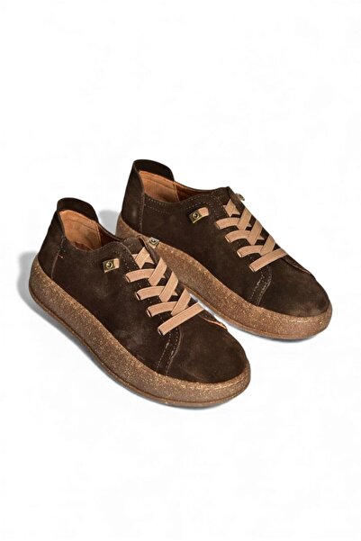 Fox Shoes V999060502 Brown Genuine Leather Suede Women's Sports Shoes Sneakers