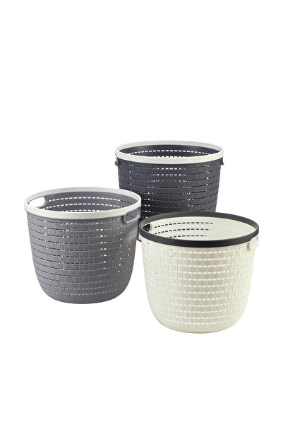 Lawazim Round Storage Basket Set 3pc 31x26.5cm - Multicolor Home Organizer