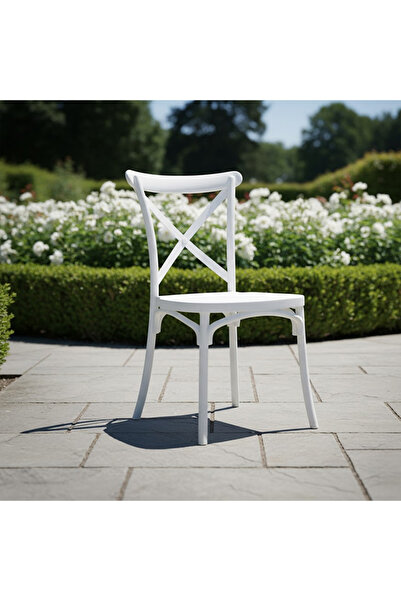 M D M W N Multi-colored plastic chair with an X design