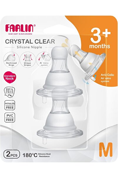 FARLİN Anti-Colic Silicone Bottle Nipple, Size M (Medium Flow) - BPA-Free, Wi...