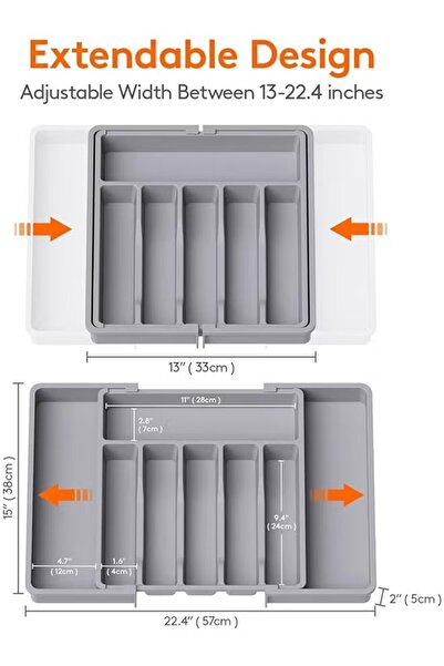Generic Silverware Drawer Organizer Expandable Utensil Tray for Kitchen Flatware and Cutlery Holder