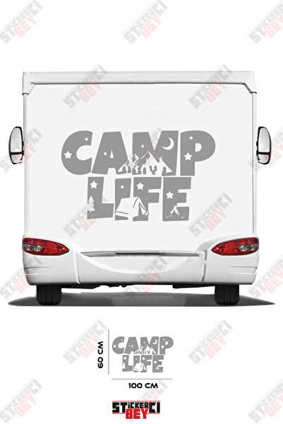 STİCKERCI BEY ملصق مطبوع بنمط خيمة التخييم على شكل عربة متنقلة
