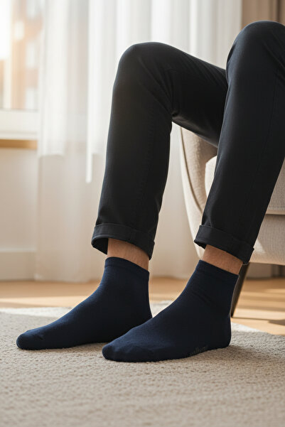 WALKWAY Navy Blue Cotton Long Men's Socks Ptk-2184