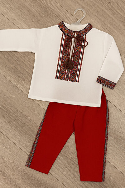 AndraRose Styles Boys' traditional red costume with embroidery