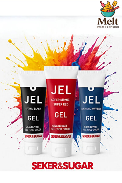 MELT PASTRY&KITCHEN Jel Gıda Boyası 3'lü Set 100 gr. Kırmızı-Siyah-Lacivert