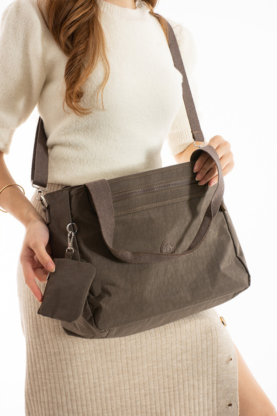 MEGA ÇANTA Women's Shoulder Bag Klinkir Interior and Exterior Textured Quality Workmanship and Three Compartments