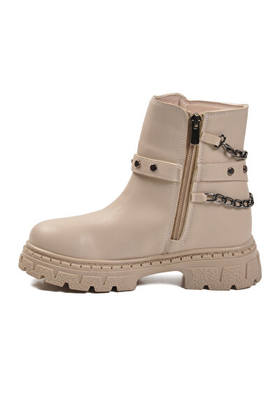 AYK'S Beige Zippered Children's Boots with Fleece Inside Dante F