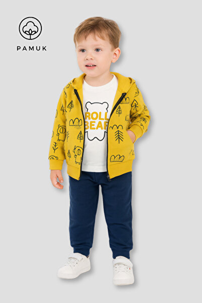 HK HOPKİDS Set de iarnă cu modele geometrice pentru băieți, 3 piese set