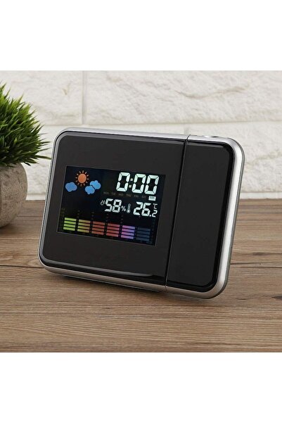 PROCART Desk clock, adjustable LED projector, LCD screen, alarm, date, indoor weather station